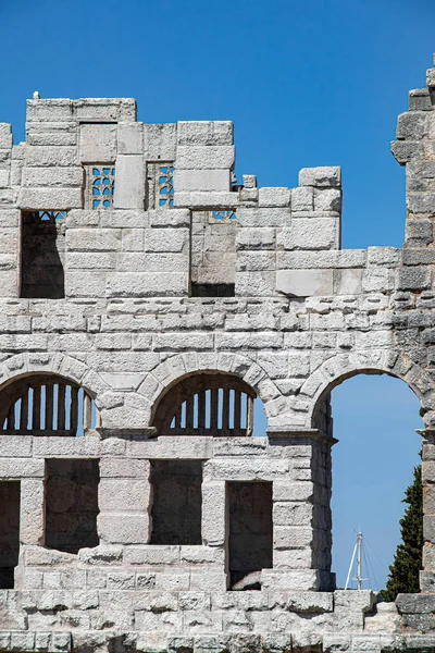 Mura Dell Antico Anfiteatro Romano Pola Croazia Aprile 2022 — Foto Stock