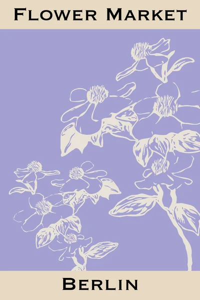 Botanický Plakát Inspirovaný Květinovým Trhem Ilustrace Pro Nástěnné Umění Blahopřání — Stock fotografie