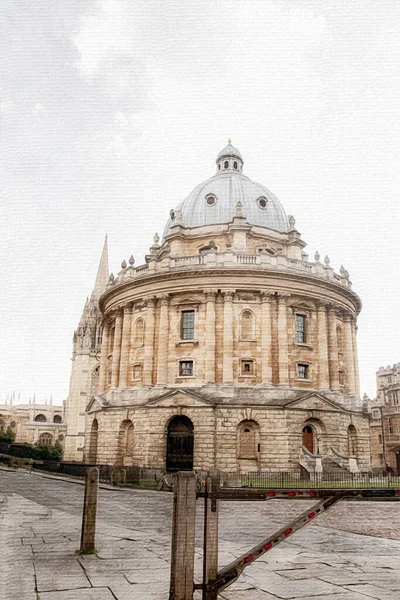 Pintura Acuarela Sobre Lienzo Oxford Gran Bretaña Europa Ilustración Viajes —  Fotos de Stock