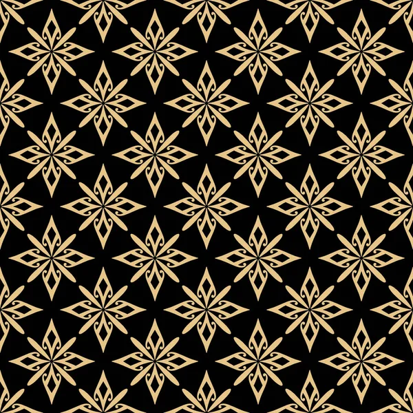 东方无缝图案艺术装饰风格 黑色背景上的金元素用于纺织品 背景印刷的设计 瓷砖可以混合在一起 — 图库照片