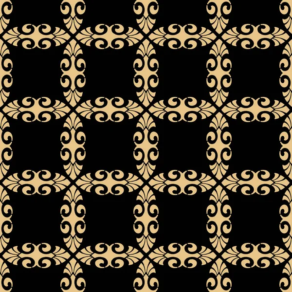 Oriental Seamless Pattern Art Deco Style Zlaté Prvky Černém Pozadí — Stock fotografie