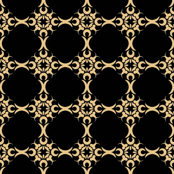 Oriental Seamless Pattern Art Deco Style Zlaté Prvky Černém Pozadí — Stock fotografie