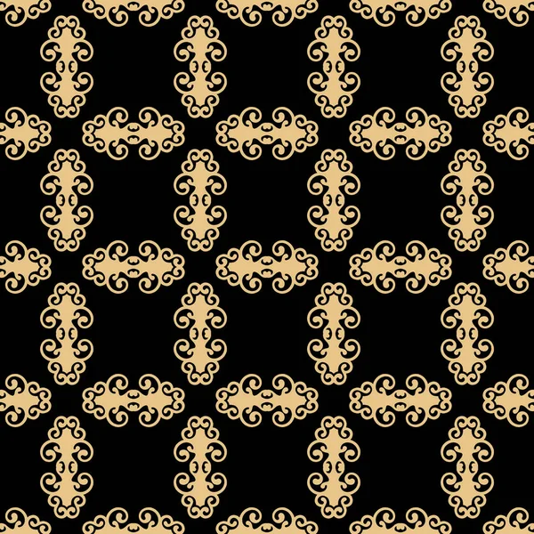 Oriental Seamless Pattern Art Deco Style Gold Elements Black Background — Stock Photo, Image