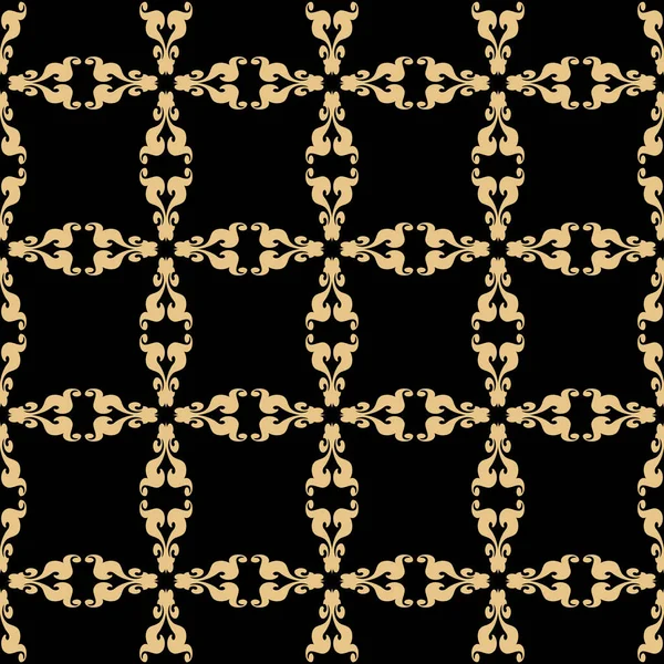 Oriental Seamless Pattern Art Deco Style Gold Elements Black Background — Stock Photo, Image