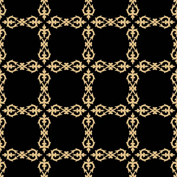 Oriental Seamless Pattern Art Deco Style Zlaté Prvky Černém Pozadí — Stock fotografie