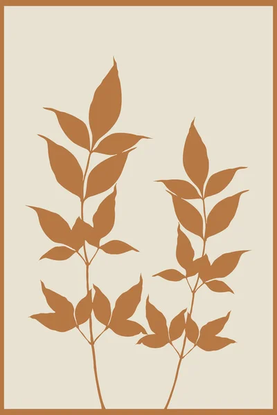 Nyomtatható Trendi Botanikai Kártya Fedősztori Tapéta Falfestmények Narancs Szín — Stock Fotó