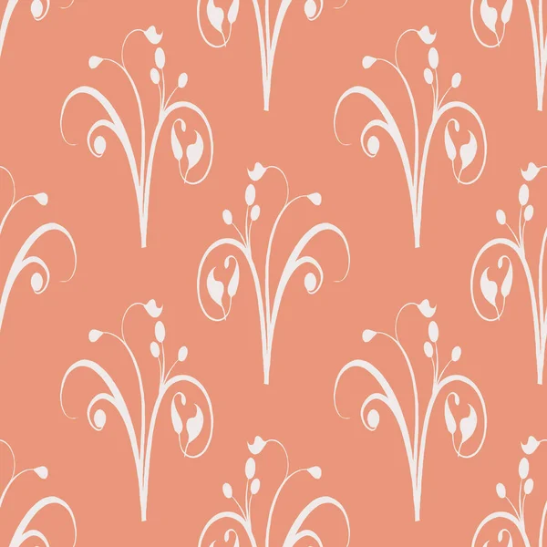 Seamless Background Trendy Calming Coral Color Botanical Formula — Stock Photo, Image