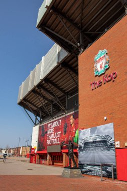 Liverpool, İngiltere - 23 Mart 2022. Liverpool Anfield Stadyumu, İngiltere