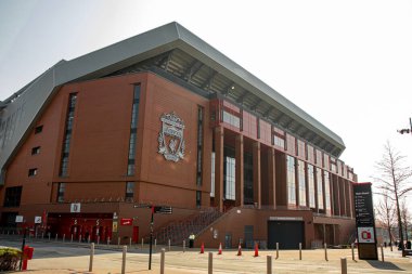 Liverpool, İngiltere - 23 Mart 2022. Liverpool Anfield Stadyumu, İngiltere