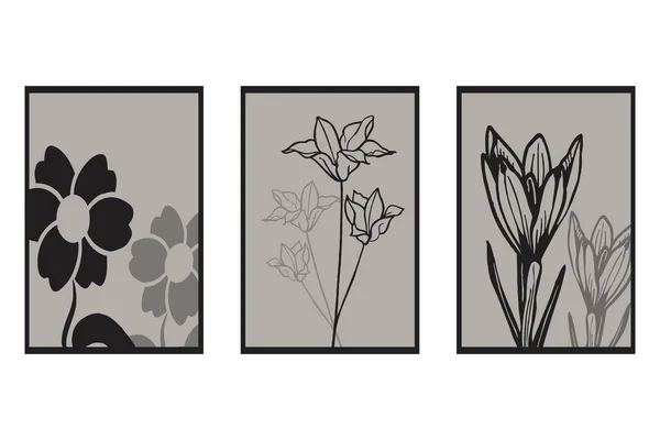 Conjunto Cartazes Botânicos Cartaz Arte Contemporânea Padrão Botânico Para Impressão —  Vetores de Stock