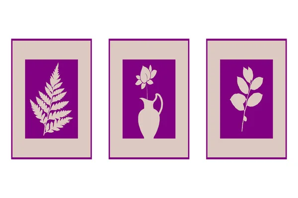 Zestaw Plakatów Botanicznych Plakat Sztuki Współczesnej Botaniczny Wzór Druku Okładki — Wektor stockowy
