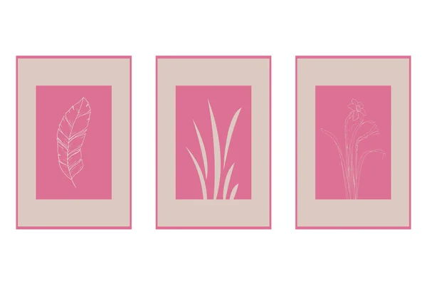 Set Affiches Botaniques Affiche Art Contemporain Motif Botanique Pour Impression — Image vectorielle