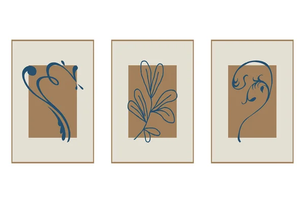 Conjunto Cartazes Botânicos Cartaz Arte Contemporânea Padrão Botânico Para Impressão — Vetor de Stock