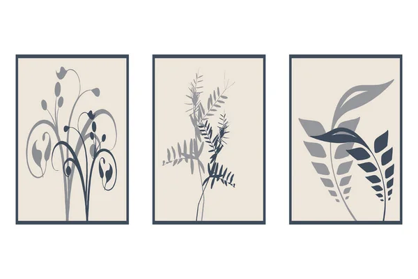 Комплект Ботанических Плакатов Плакат Современного Искусства Ботанический Узор Печати Обложки — стоковый вектор