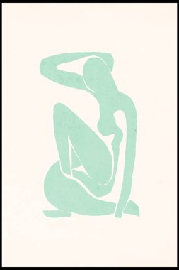 Basılabilir minimalist illüstrasyon. Soyut şekiller. Modern sanat. Estetik iç tasarım.