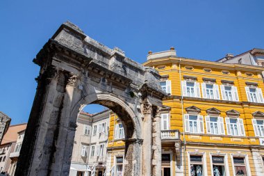 Pula Hırvatistan Yarımadası Istria 29 Nisan 2022. Şehrin mimarisi..