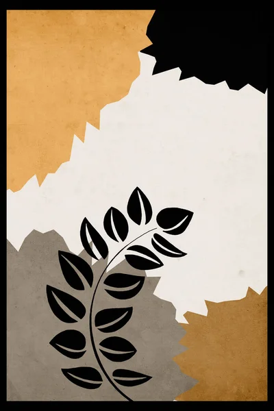 Botanisk Väggkonst Linje Konst Tropisk Teckning Med Abstrakt Form Abstrakt — Stockfoto