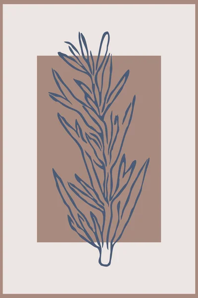 Ботанічне Настінне Мистецтво Лінійне Мистецтво Тропічний Малюнок Абстрактною Формою Абстрактний — стокове фото
