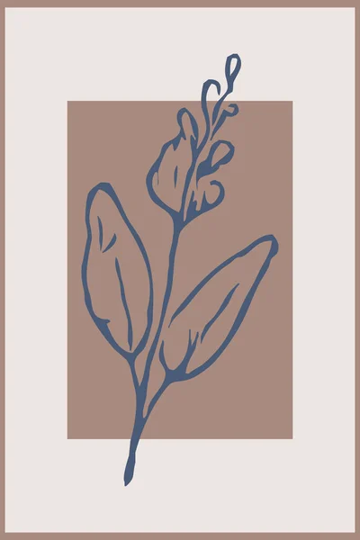Botanisk Väggkonst Linje Konst Tropisk Teckning Med Abstrakt Form Abstrakt — Stockfoto