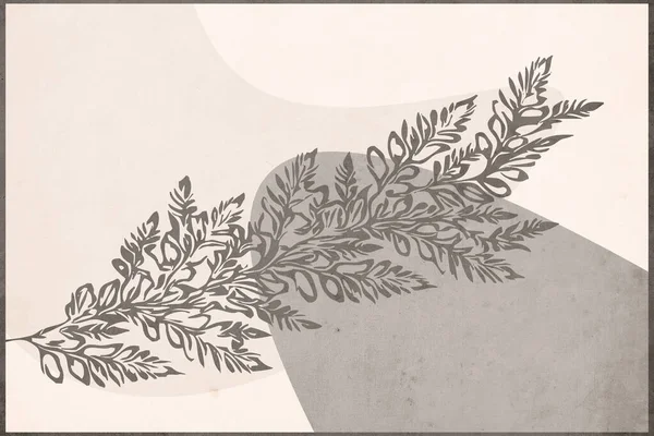 Botanikus Falművészet Nyomtatható Illusztráció Modern Rusztikus Faldekoráció Szobának Fedőlap Tapéta — Stock Fotó