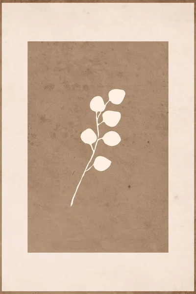 Printable trendy botanical card. Use for cover, wallpaper, wall art. Brown color .