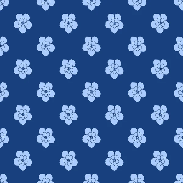 Patrón Botánico Sin Costuras Color Azul Moda Clásico Color Azul — Foto de Stock