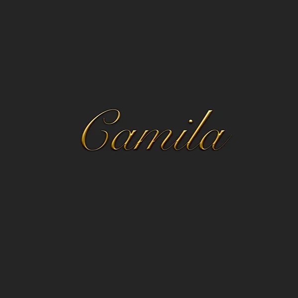 Camila Female Name Gold Icon Dark Background Decorative Font Template — Stockfoto