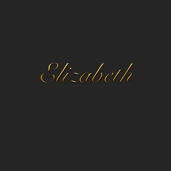 Elizabeth - Female name . Gold 3D icon on dark background. Decorative font. Template, signature logo.
