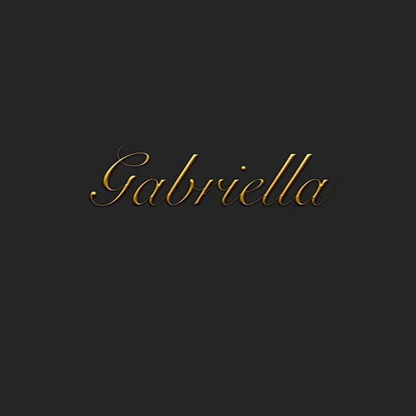 Gabriella - Female name . Gold 3D icon on dark background. Decorative font. Template, signature logo.