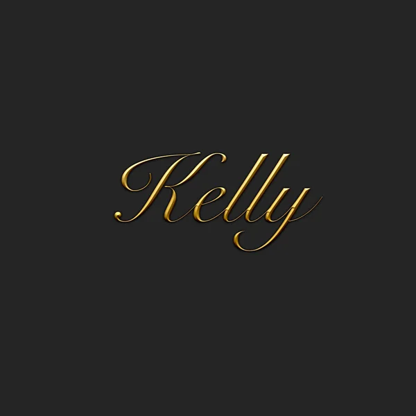 Kelly Female Name Gold Icon Dark Background Decorative Font Template — Stockfoto