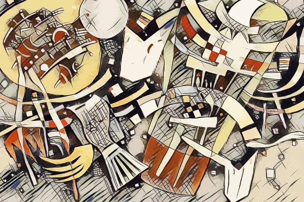 추상적 형태의 인쇄를 유행성 카드입니다 예술을 사용하 Kandinskys Art — 스톡 사진
