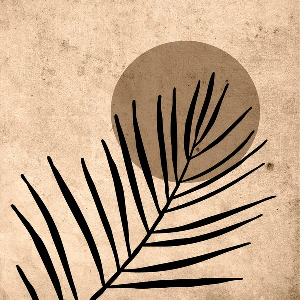 Printable Trendy Botanical Card Use Cover Wallpaper Wall Art Brown — Stock Fotó