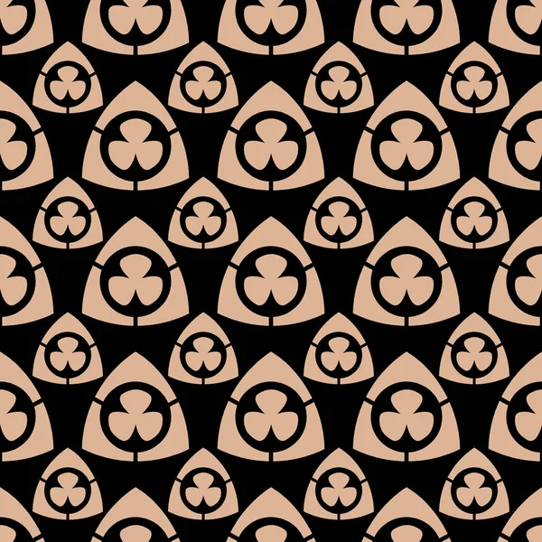 Oriental seamless pattern in art deco style. Gold elements on a black background. Design for printing on textiles, wallpapers, backgrounds. The tiles can be combined with each other.