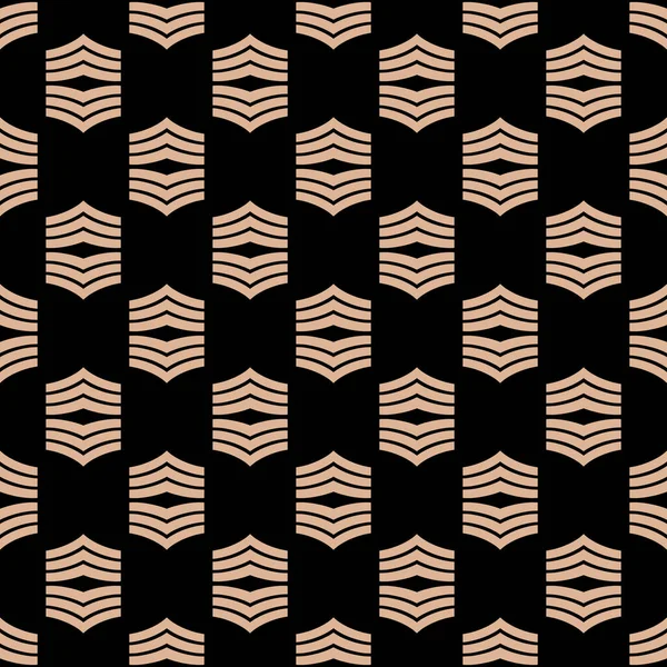 Oriental seamless pattern in art deco style. Gold elements on a black background. Design for printing on textiles, wallpapers, backgrounds. The tiles can be combined with each other.