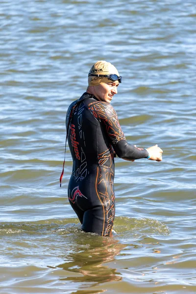 Krasnik Poland August 2022 Triathlon Silhouette Athlete — Stock Fotó