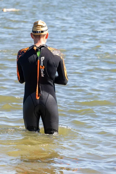 Krasnik Poland August 2022 Triathlon Silhouette Athlete — Foto Stock