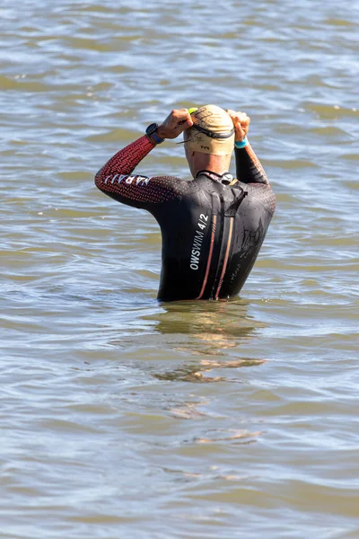 Krasnik Poland August 2022 Triathlon Silhouette Athlete — Foto Stock