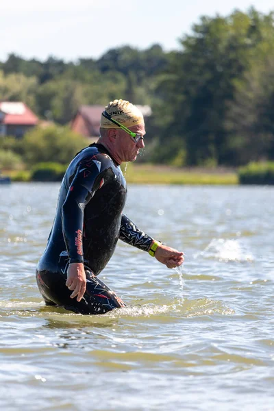 Krasnik Poland August 2022 Triathlon Silhouette Athlete — Stockfoto