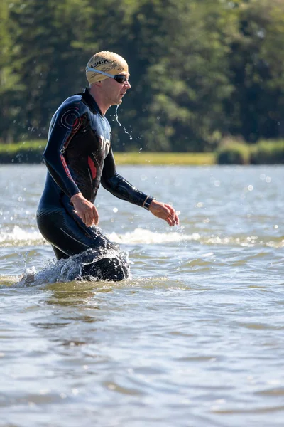 Krasnik Poland August 2022 Triathlon Silhouette Athlete — Stockfoto