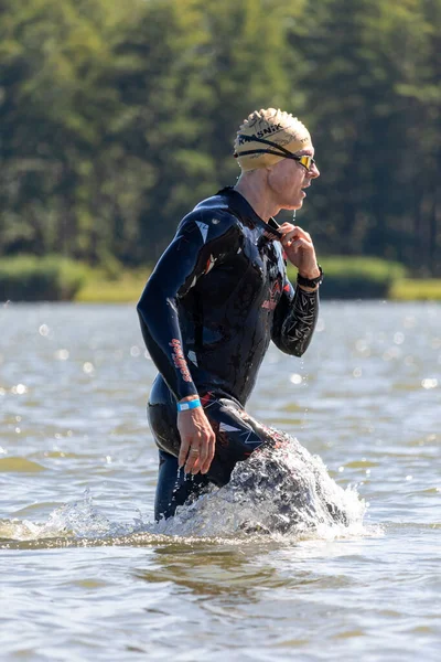 Krasnik Poland August 2022 Triathlon Silhouette Athlete — Stockfoto