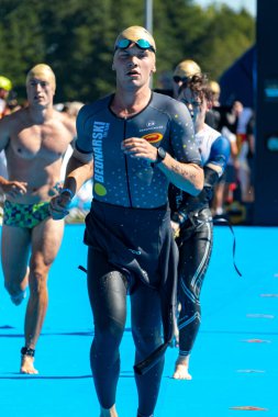 Krasnik Poland August 7, 2022 Triathlon. Competitors.