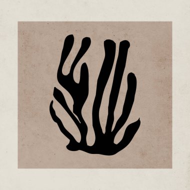 Abstract art. Minimalistic illustration for print, boho decor. Beige colour .