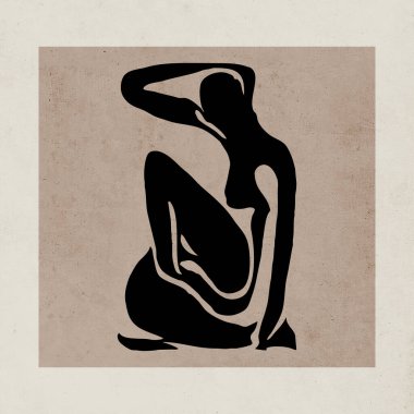 Abstract art. Minimalistic illustration for print, boho decor. Beige colour .