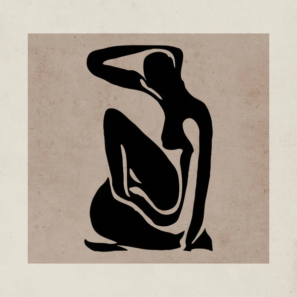 Abstract art. Minimalistic illustration for print, boho decor. Beige colour .