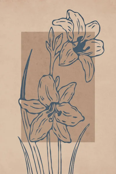 Печатная Модная Ботаническая Карта Использование Обложки Обоев Настенного Искусства — стоковое фото