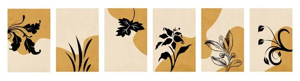 식물학적 삽화의 추상적 형태로 그림을 그리는 식물들의 예술입니다 캔버스 포스터 — 스톡 벡터