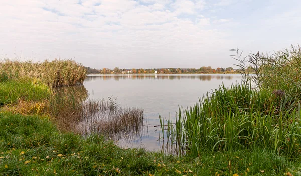 Landschaft See Einem Sonnigen Oktobertag Polen — Stockfoto