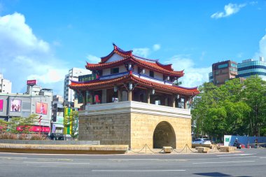 Hsinchu, Taiwan - August 15, 2022: Ancient castle gate of Hsinchu City.