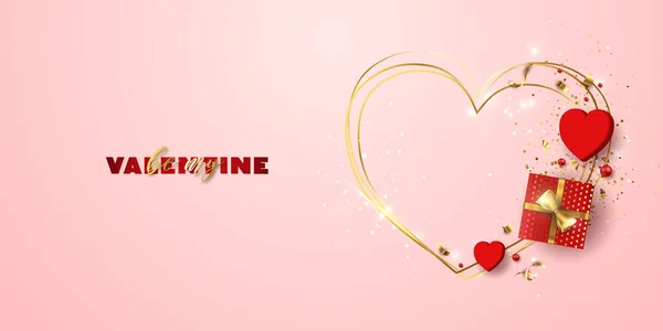 Valentine Day Sale Vector Banner Pancarta San Valentín Con Corazón — Archivo Imágenes Vectoriales