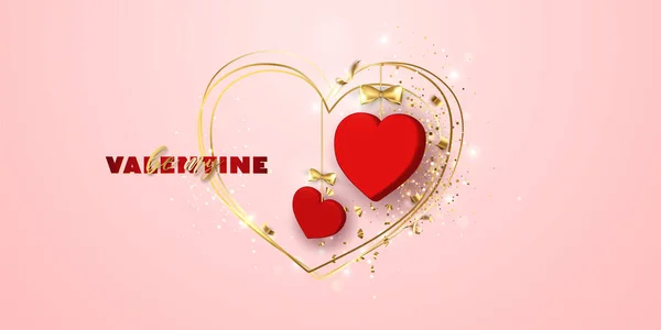 Valentine Day Sale Vector Banner Valentine Banner Heart Gift Box — Stock Vector